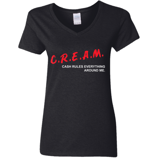 "CREAM" Ladies' 5.3 oz. V-Neck T-Shirt