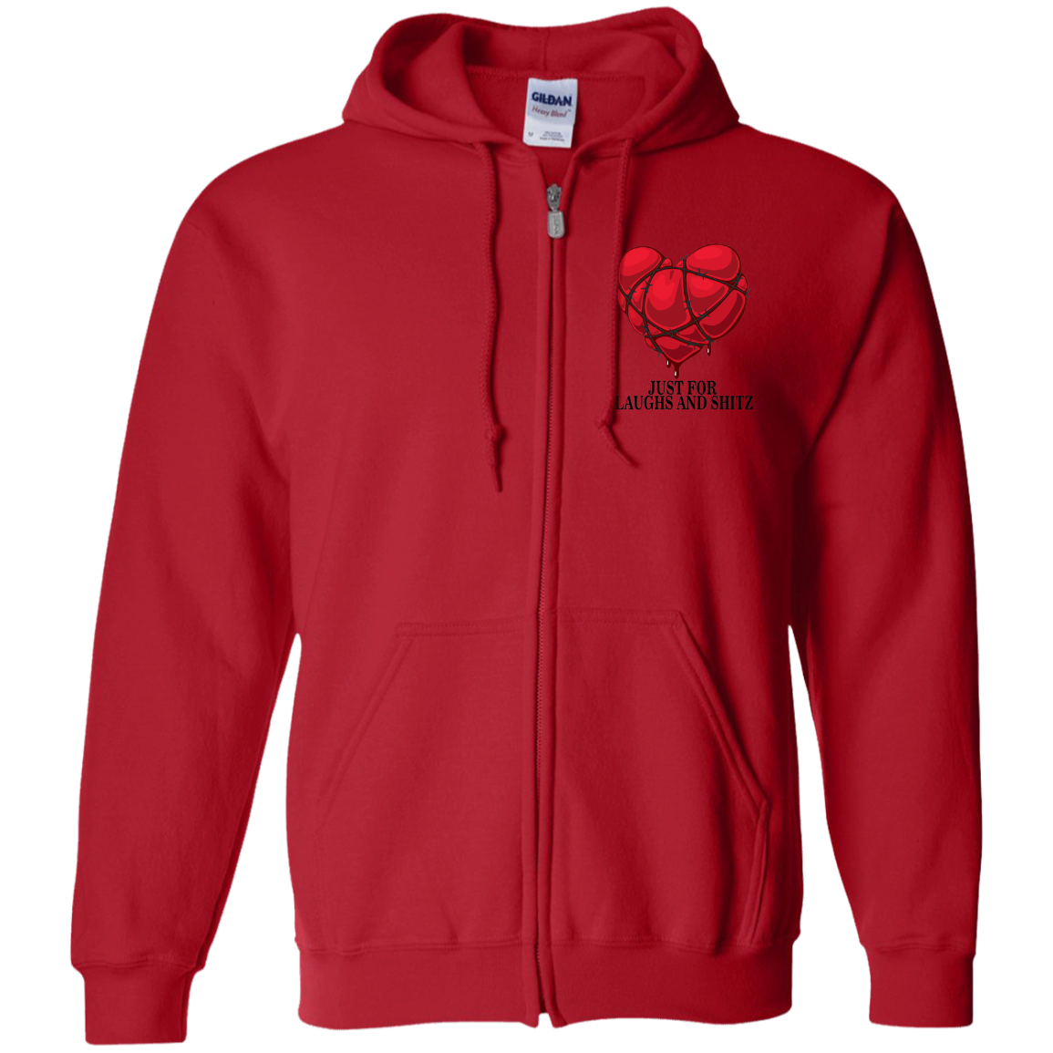 "MY BLOODY HEART" in black print Zip Up Hooded Sweatshirt