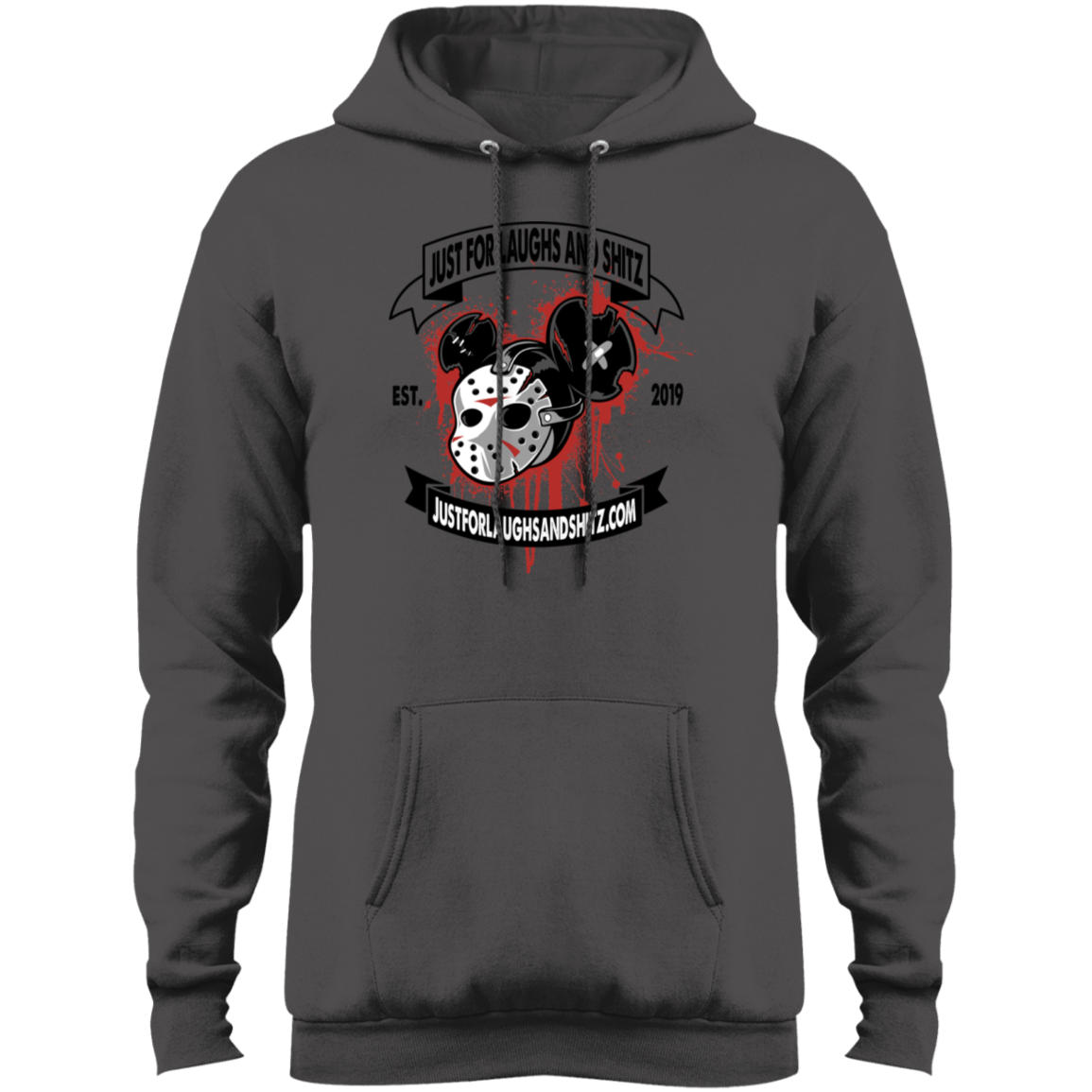 "MICKEY MASK" Mens Core Fleece Pullover Hoodie in white print