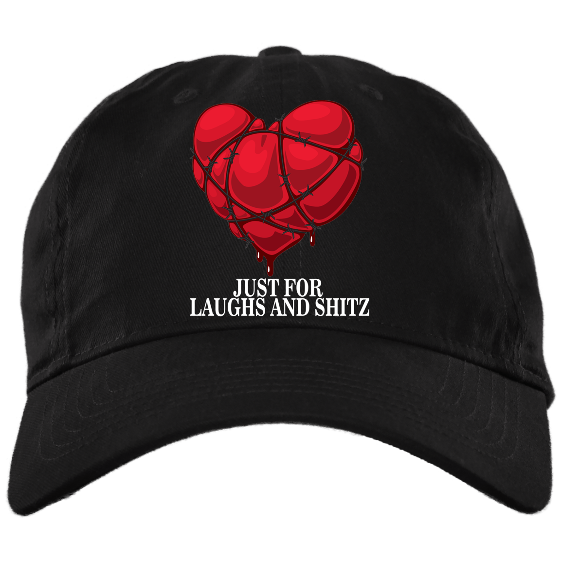 "MY BLOODY HEART" in white print Brushed Twill Unstructured Dad Cap