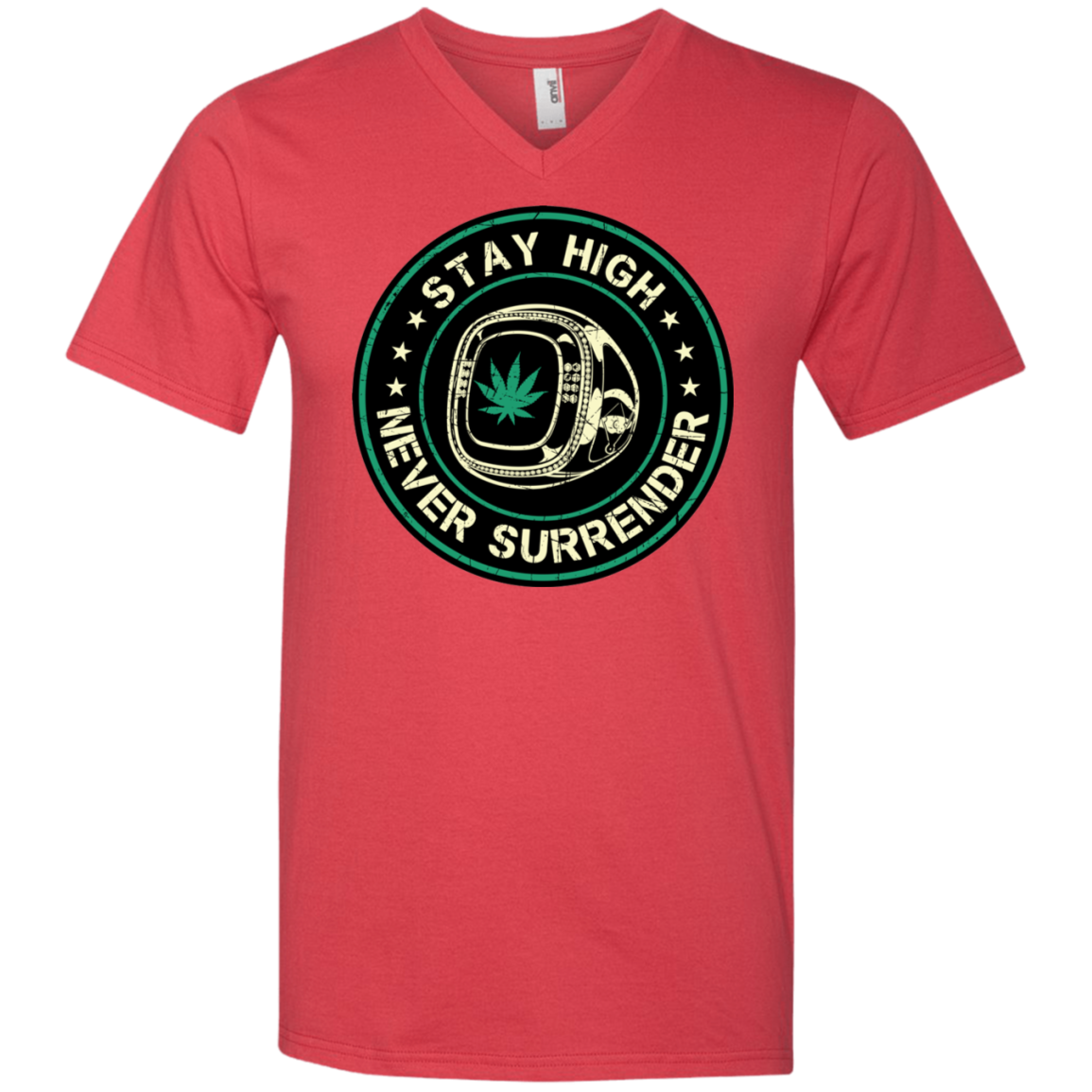 "NEVER SURRENDER" Men's Printed V-Neck T-Shirt