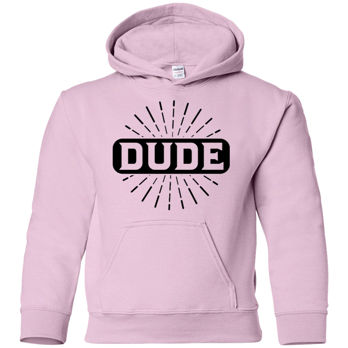 "DUDE" Youth Pullover Hoodie in black print