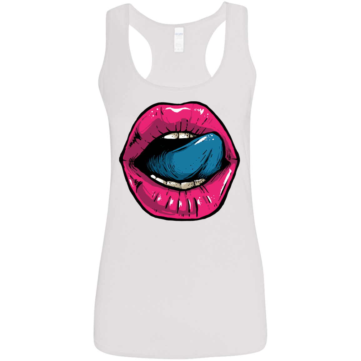 "HELLO LIPS" Ladies' Softstyle Racerback Tank