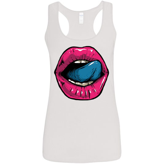 "HELLO LIPS" Ladies' Softstyle Racerback Tank