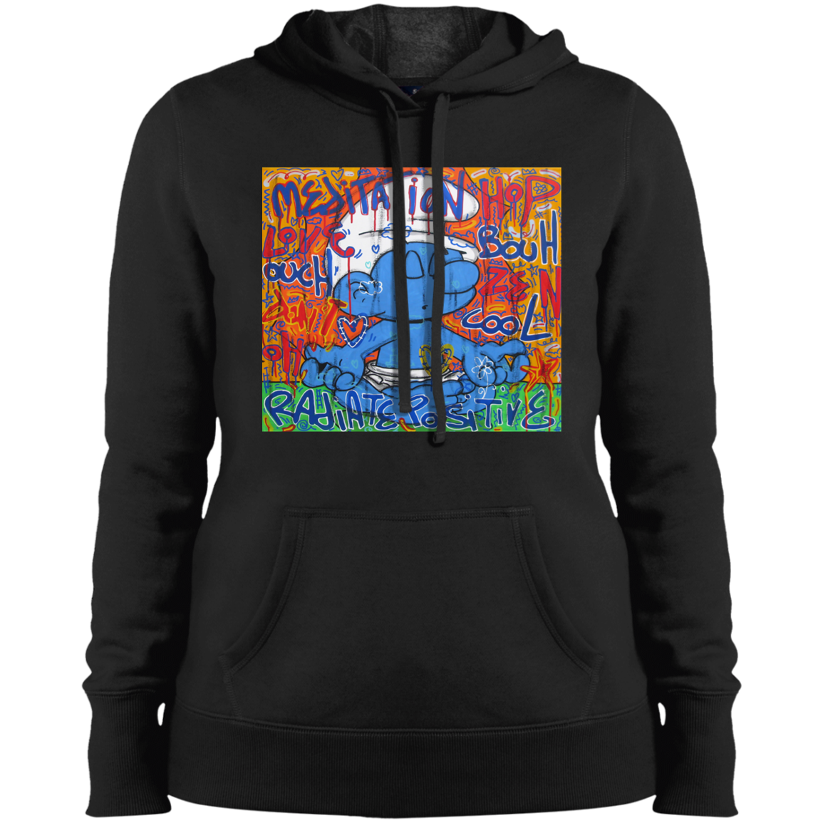 "MEDITATION SMURF" Ladies' Pullover Hooded Sweatshirt