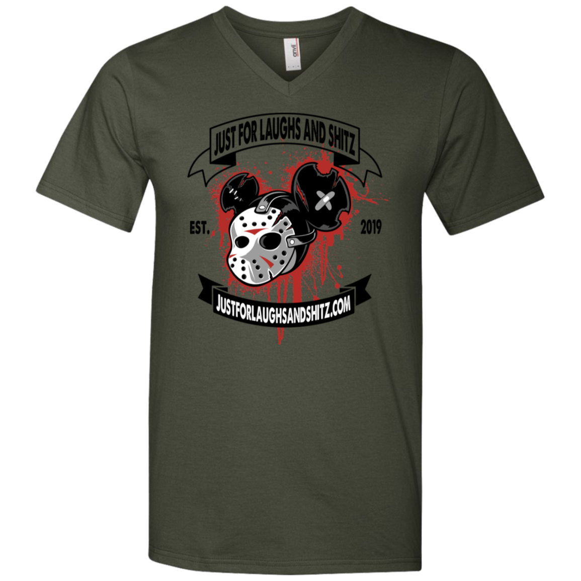 "MICKY MASK" with black logo Men's Printed V-Neck T-Shirt