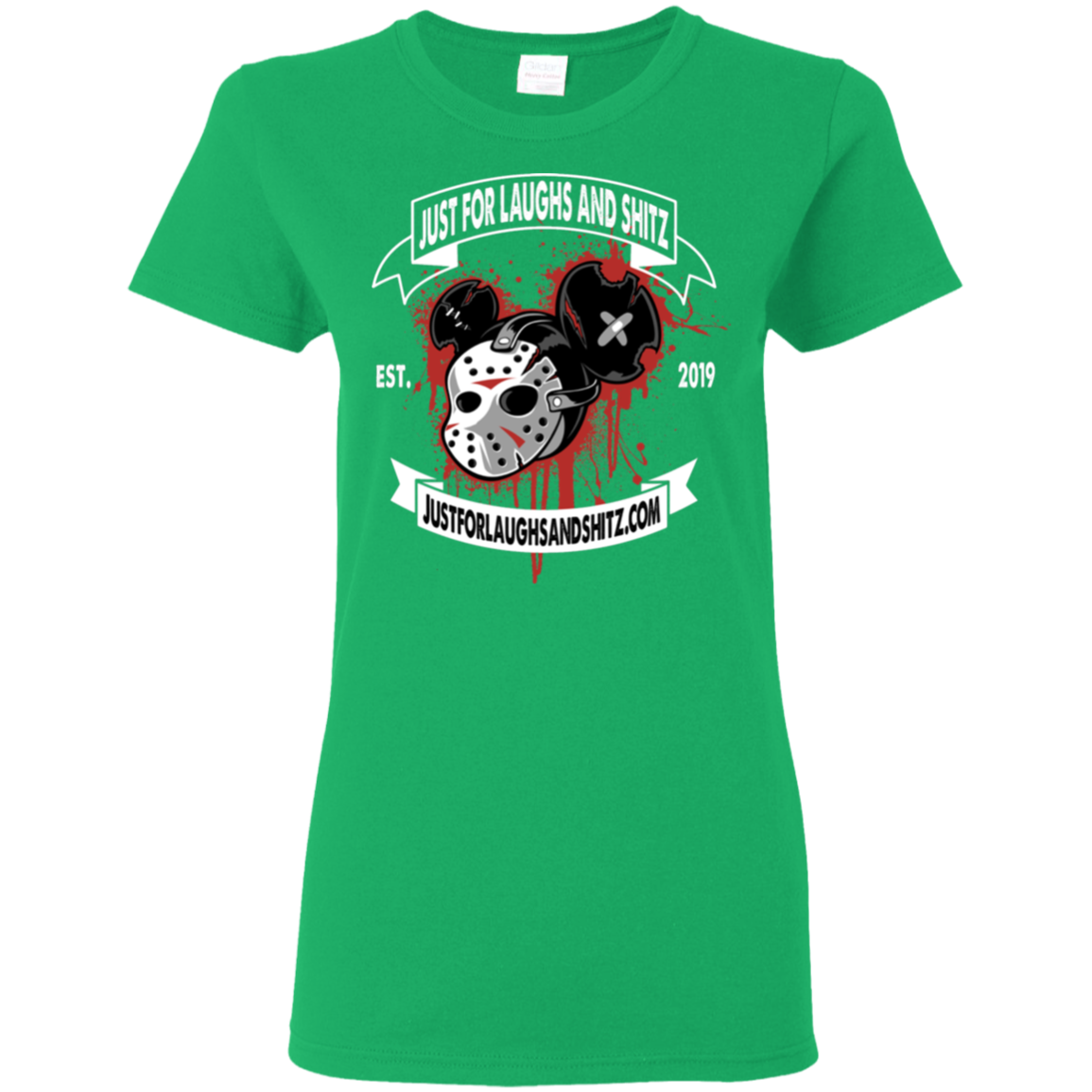 "MICKEY MASK" with white banner Ladies' 5.3 oz. T-Shirt