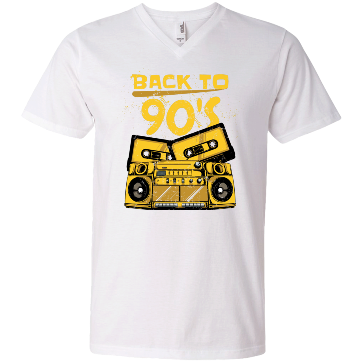 "BACK TO 90'S" Men's Printed V-Neck T-Shirt