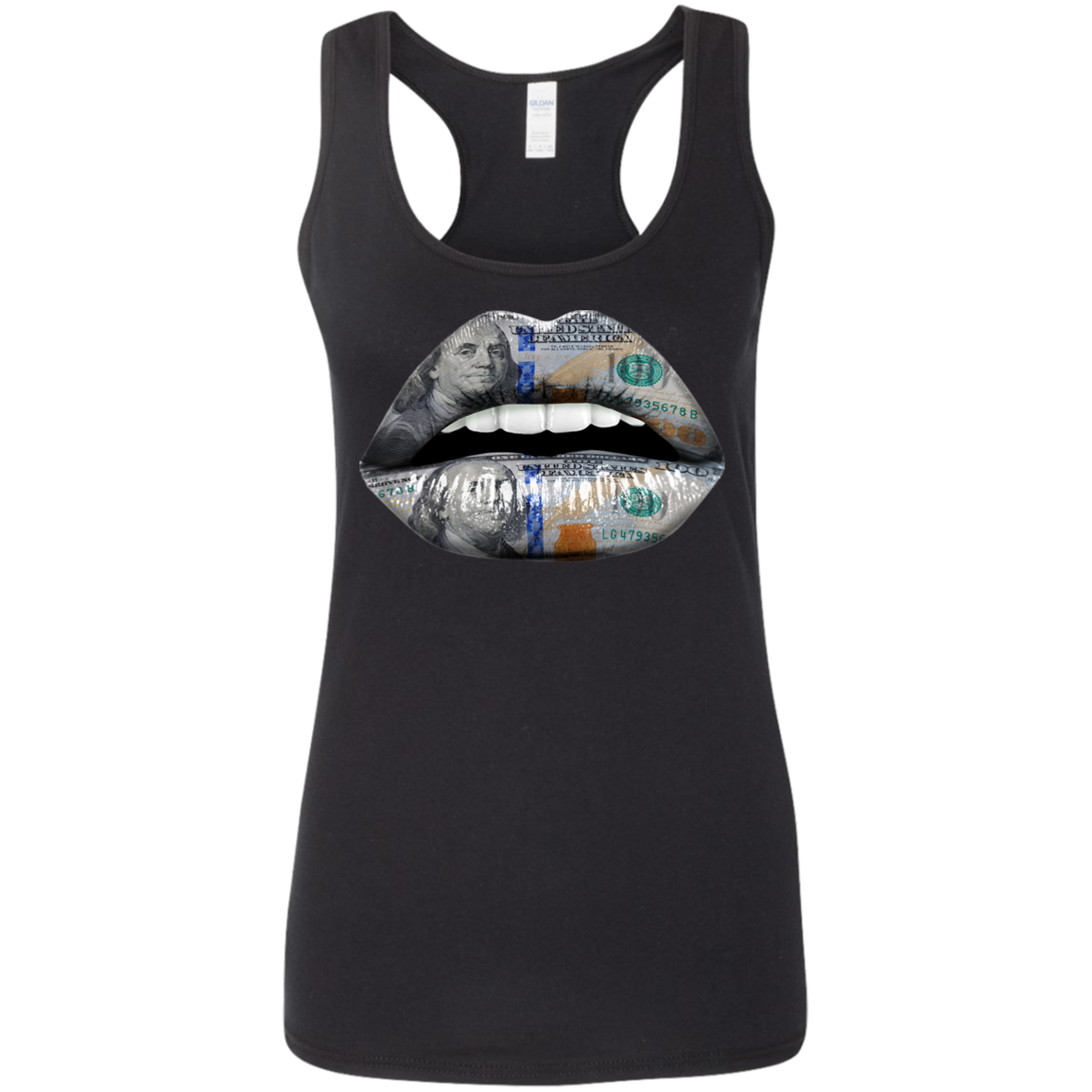 "100 DOLLAR LIPS" Ladies' Softstyle Racerback Tank