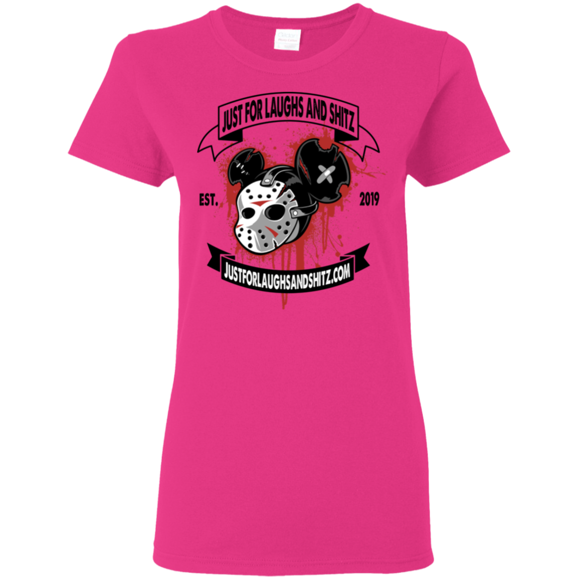 "MICKEY MASK" with black banner Ladies' 5.3 oz. T-Shirt