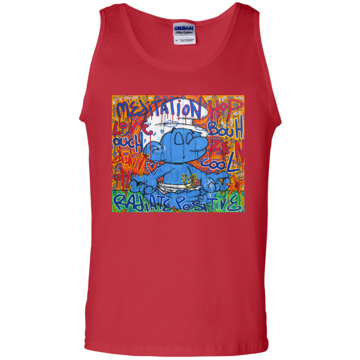 "MEDITATION SMURF" 100% Cotton Tank Top