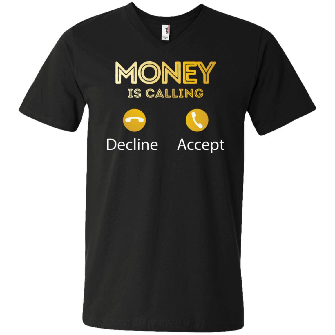 "MONEY IS CALLING" Men's Printed V-Neck T-Shirt