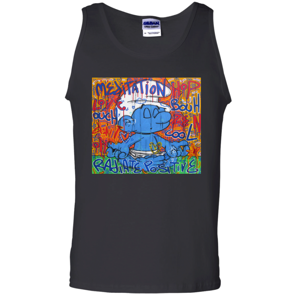 "MEDITATION SMURF" 100% Cotton Tank Top