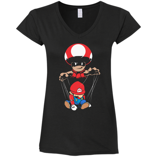 "MARIO DOLL" Ladies' Fitted Softstyle 4.5 oz V-Neck T-Shirt